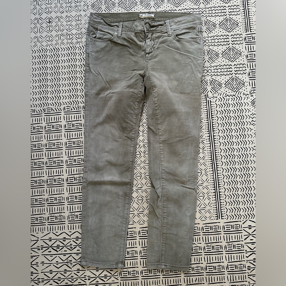 Free People Corduroy Skinny Low-Rise Green Pants size 26